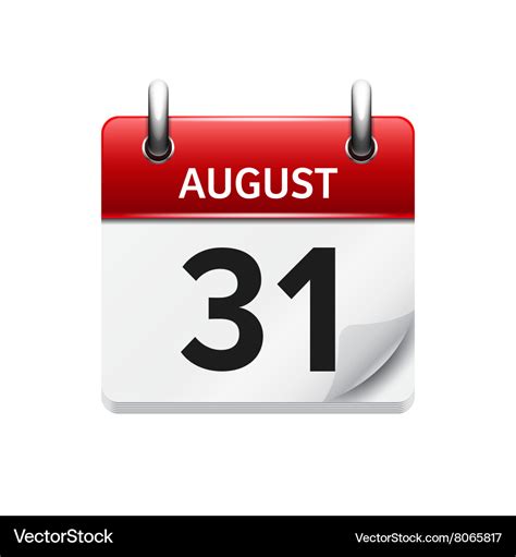 August 31 flat daily calendar icon date Royalty Free Vector