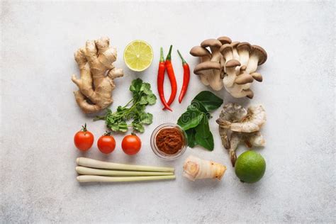 Set of Main Ingredients for Tom Yum - Spicy Thai Soup Stock Image ...