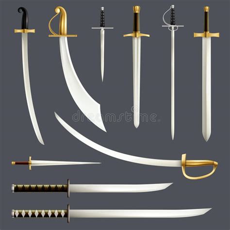 Swords Realistic Set stock vector. Illustration of design - 184472709