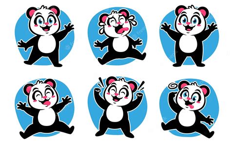 Premium Vector | Panda cartoon stickers pack