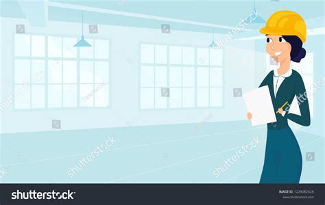 Female Architect Draws Floor Plan Design Stock Vector (Royalty Free ...