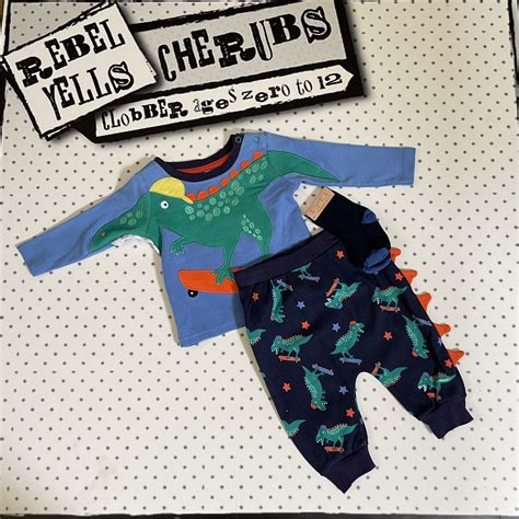 Cool Blue Dinosaur 3 piece outfit - Rebel Yells