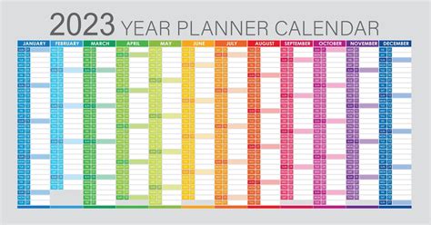 2023 Year Planner - Wall Planner Calendar Colorful - Full Editable - Vector Light 8253252 Vector ...