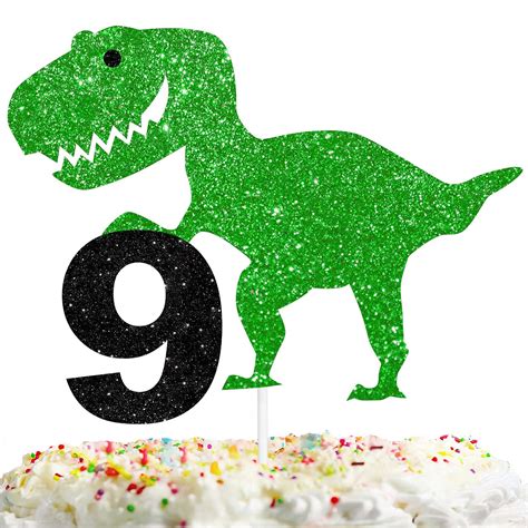 Buy Rex Cake Topper for Boys Girls 9th Happy Birthday Cartoon Movie Jungle Theme Party ...