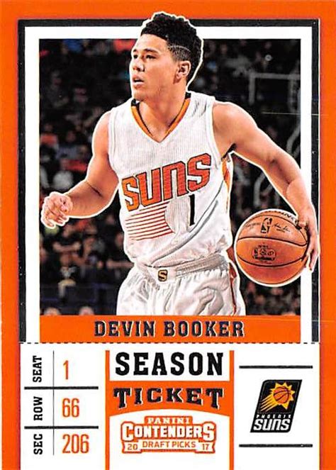 Devin Booker basketball card (Phoenix Suns) 2017 Contenders Draft Picks ...