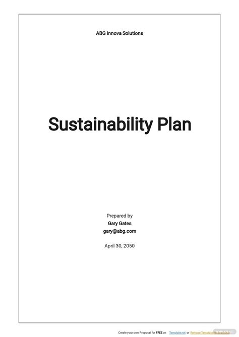 Sustainability Plan Template