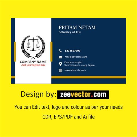 Lawyer Business Card Template - FREE Vector Design - Cdr, Ai, EPS, PNG, SVG