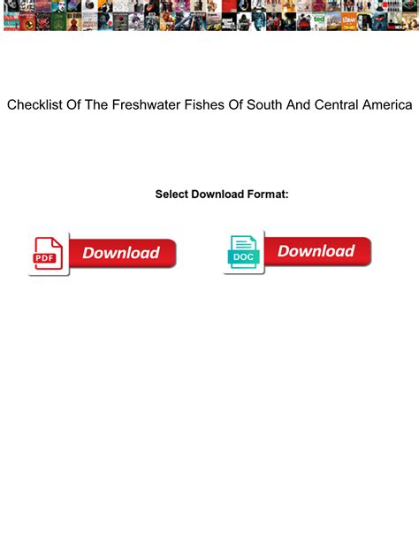 Checklist of the Freshwater Fishes of South and Central America - DocsLib