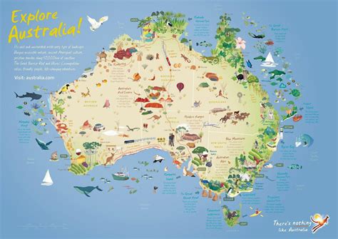 Tourist map of Australia: tourist attractions and monuments of Australia