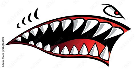 Flying tigers bomber plane vector graphic angry shark teeth shark mouth ...