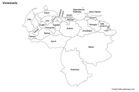 Sample Maps for Venezuela (black-white) | Map, County map, Venezuela