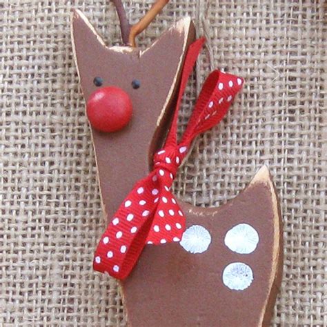 Reindeer Ornament Wood Deer Ornament Wooden Rudolf Woodsy - Etsy