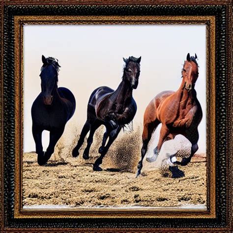 3 Horses running - Largest Oasis of Ai Art