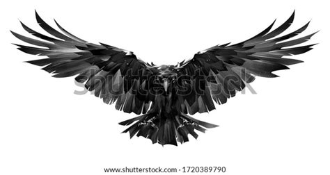 Painted Raven Bird Flight On White Stock Illustration 1720389790 | Shutterstock