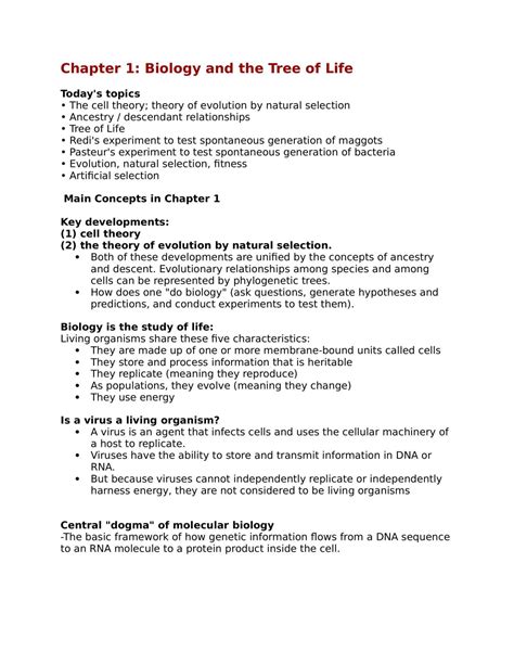 Biodiversity, Evolution and Humanity Revision Notes | BIOL 1M03 - Biodiversity, Evolution and ...