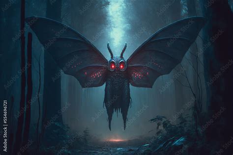 Mothman Fantasy Folklore Concept Art Monster Stock Illustration | Adobe ...