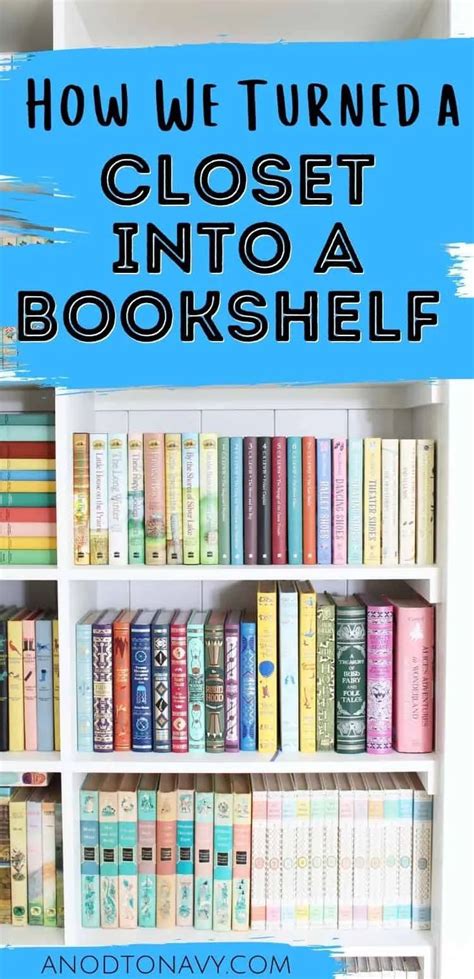 How We Turned A Closet Into A Bookshelf - A Nod to Navy | Bookshelf closet, Bookshelves diy ...