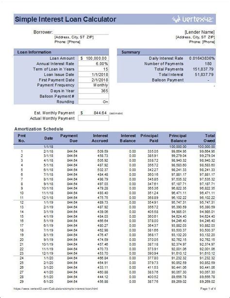 Mortgage Calculator Download the Simple Interest Loan Calculator from Vertex42… | Amortization ...