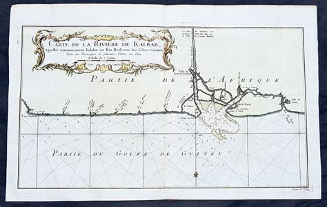 1750 Bellin Antique Map Calabar River, Calabar, Nigeria West Africa ...