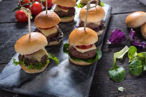 Mini beef burgers,party food Stock Photo by ©merc67 90048266