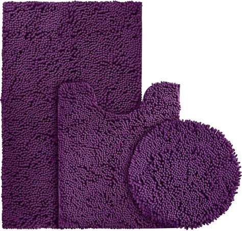 Amazon.com: BYSURE Deep Purple Bathroom Rugs Sets 3 Piece with Toilet Lid Cover Non Slip Extra ...