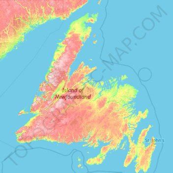 Newfoundland topographic map, elevation, terrain