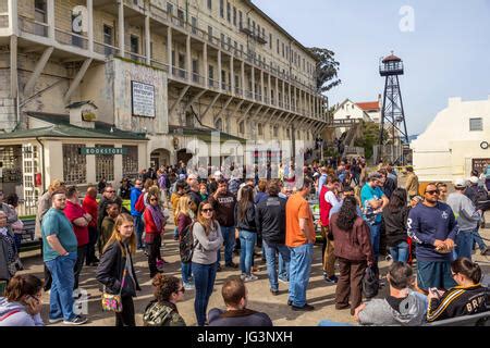 Tourists visiting the Alcatraz prison museum in San Francisco ...