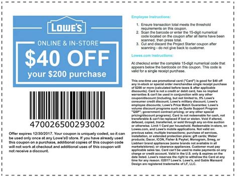 Lowes Coupons 20 Free Printable - Free Printable