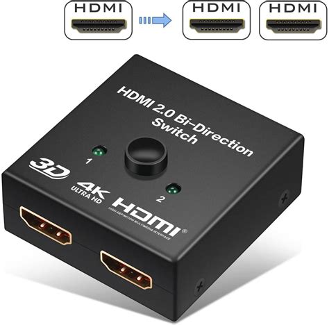 HDMI Splitter 1 in 2 Out, HDMI Switch 4K HDMI Splitter, HDMI Bidirectional Switcher 2 Input 1 ...