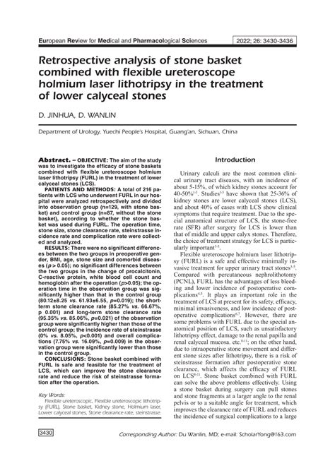 (PDF) Retrospective analysis of stone basket combined with flexible ...