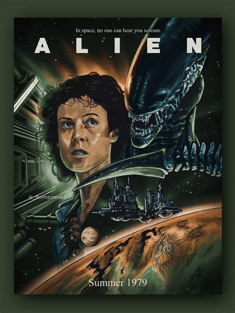 Alien 1979 Illustrated Movie Poster (OC) : r/Illustration