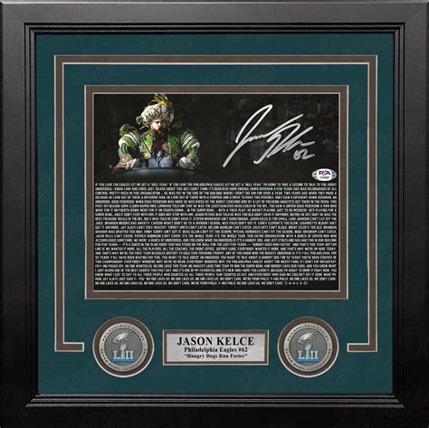 Jason Kelce Super Bowl Speech Text Philadelphia Eagles Autographed 8x10 Framed Photo - PSA ...