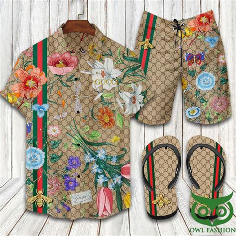 GUCCI Flora Fauna Hawaiian Outfit Combo Flip Flops - Owl Fashion Shop