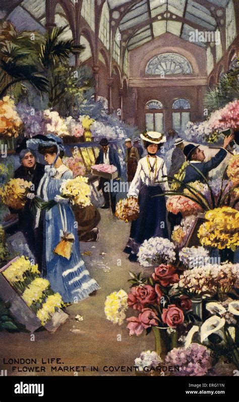 Covent Garden flower market, London. Ladies purchasing flowers in the Floral Hall at covent ...