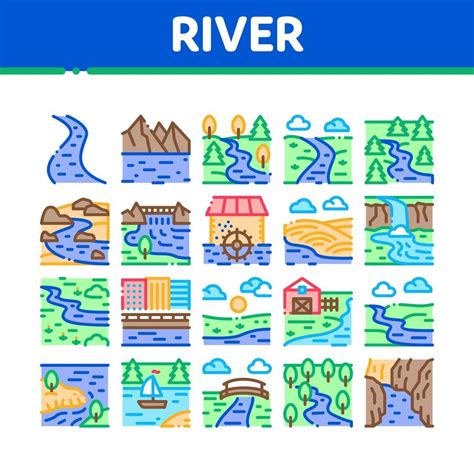 River Landscape Collection Icons Set Vector 17324600 Vector Art at Vecteezy