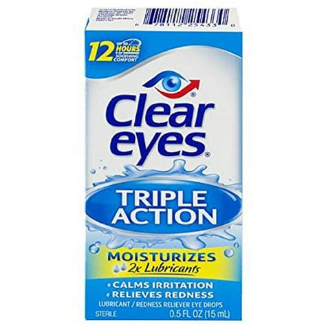 Clear Eyes Triple Action Relief Eye Drops 0.50 oz (Pack of 2) - Walmart.com - Walmart.com