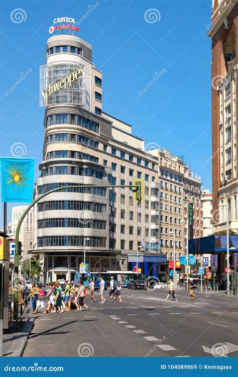 Gran Via in Madrid, the Most Important Shopping and Entertainment Area of the City Editorial ...