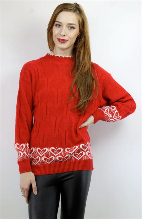 Heart Sweater Red Sweater Hearts Sweater Heart Jumper Red - Etsy