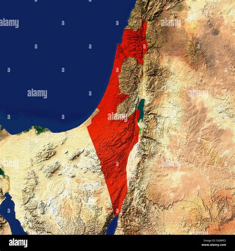 Highlighted satellite image of Israel Stock Photo - Alamy