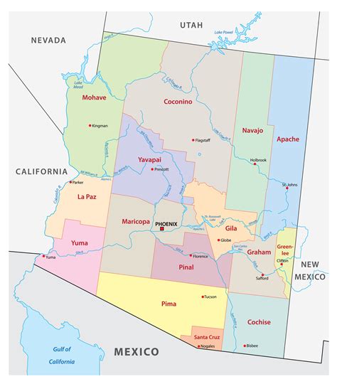 Arizona Wall Map With Counties By Map Resources Mapsa - vrogue.co