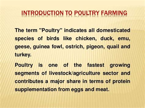 Introduction to poultry farming