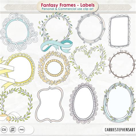 Frame & Label Clip Art Whimsical Decorative Borders Foliage - Etsy