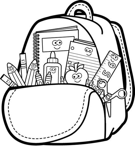 School supplies black and white clipart - WikiClipArt