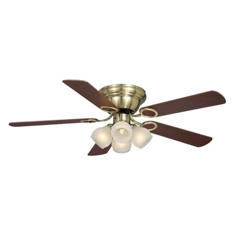 Cascadia Zephyr 52-in Antique Brass Flush Mount Indoor Ceiling Fan with Light Kit in the Ceiling ...