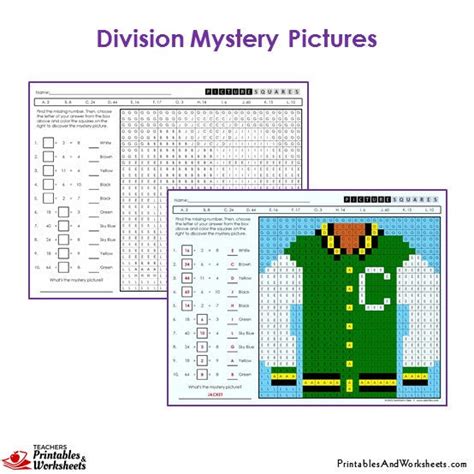 3rd Grade Division Mystery Pictures Coloring Worksheets - Printables & Worksheets