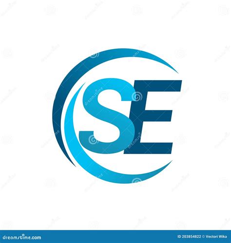 Initial Letter SE Logotype Company Name Blue Circle and Swoosh Design. Vector Logo for Business ...