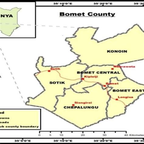 Map of Bomet County showing study area Source: Kenya Independent... | Download Scientific Diagram