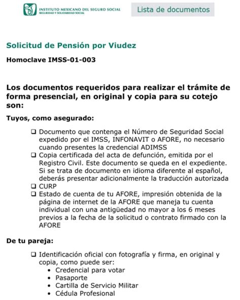 Mi Pension - Pensión por Viudez Homoclave IMSS-01-003-A....