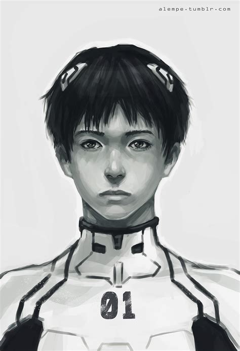 Realism practice, Shinji Ikari - Evangelion fanart - Mostly bishies