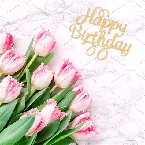 Pink tulips and Happy birthday sign | Happy birthday signs, Birthday ...